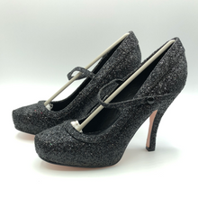 Load image into Gallery viewer, Ellie Black Glitter Mary Jane 423 Candy High Heels Size 9