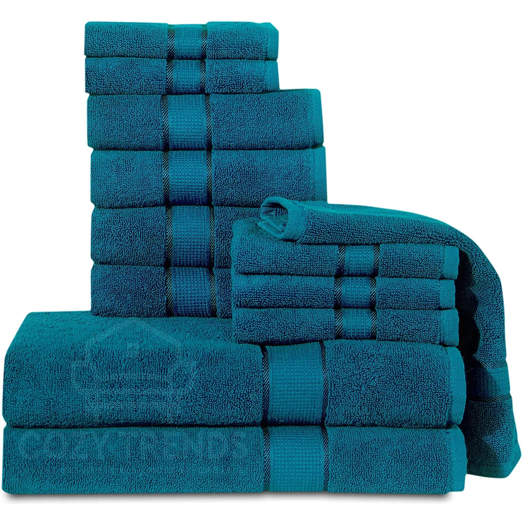 12 Piece 600 GSM High Quality Cotton Bath Towel Set Color Teal