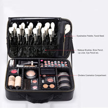 Load image into Gallery viewer, ROWNYEON Travel Makeup Bag Cosmetic Makeup Train Case Artist Makeup Organizer Professional Portable Storage Bag Adjustable Dividers 16.1&quot; Large Black

