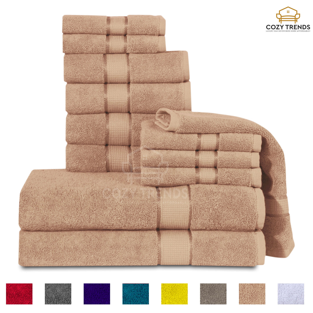 12 Piece 600 GSM High Quality Cotton Bath Towel Set Color Linen