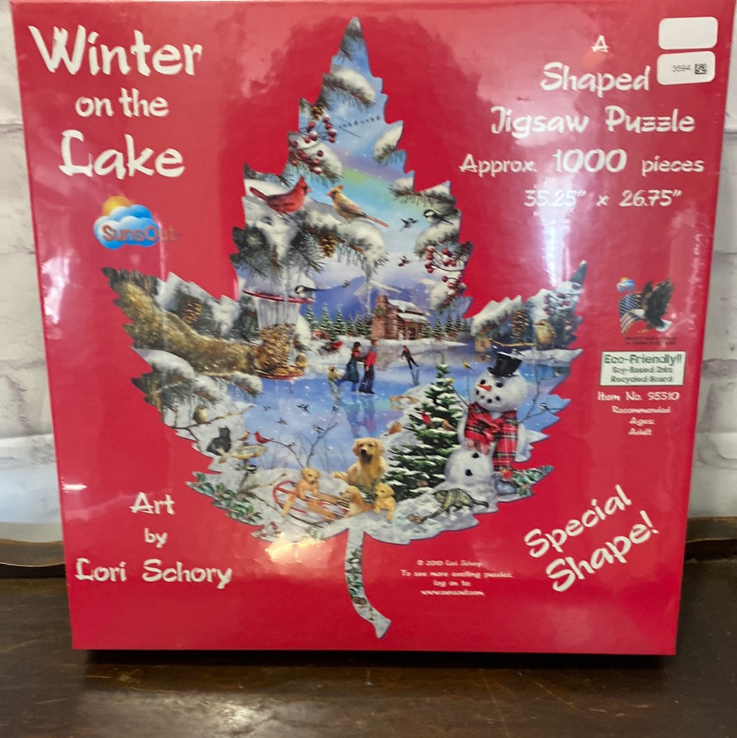 Winter on Lake shaped 1000 piece puzzle