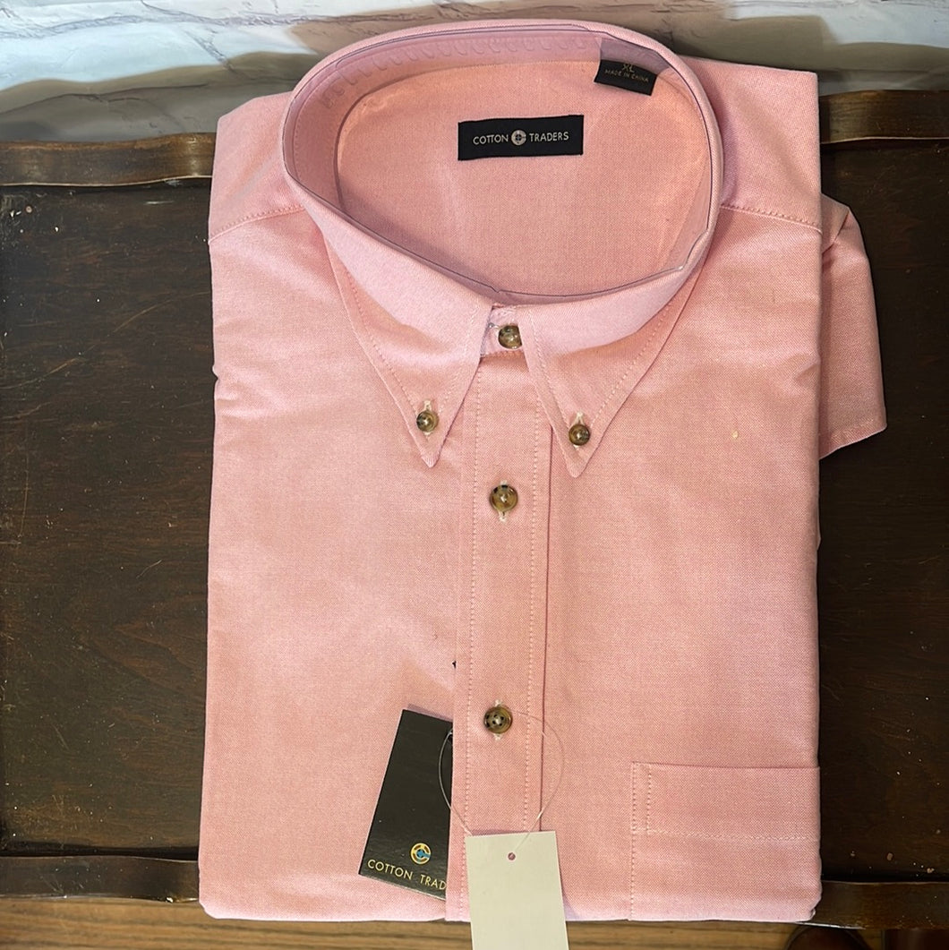 XL Button Up Long Sleeve Pink Cotton Traders Shirt