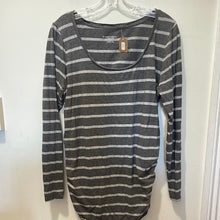 Load image into Gallery viewer, Grey Strip Long Sleeve Maternity Shirt
