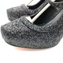 Load image into Gallery viewer, Ellie Black Glitter Mary Jane 423 Candy High Heels Size 9
