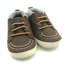 Load image into Gallery viewer, Baby Boys Soft High Top Brown Shoes 3-6 Months
