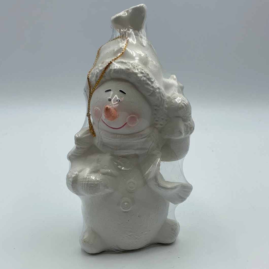 Unpainted Ceramic Snowman Ready To Paint