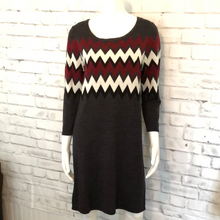 Load image into Gallery viewer, Studio One New York Grey Maroon Sweater Dress Size Large 3/4 Sleeves
