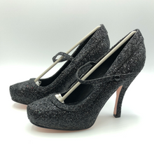 Load image into Gallery viewer, Ellie Black Glitter Mary Jane 423 Candy High Heels Size 9
