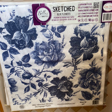 Load image into Gallery viewer, Belles and Whistles Sketched Blue Flowers
