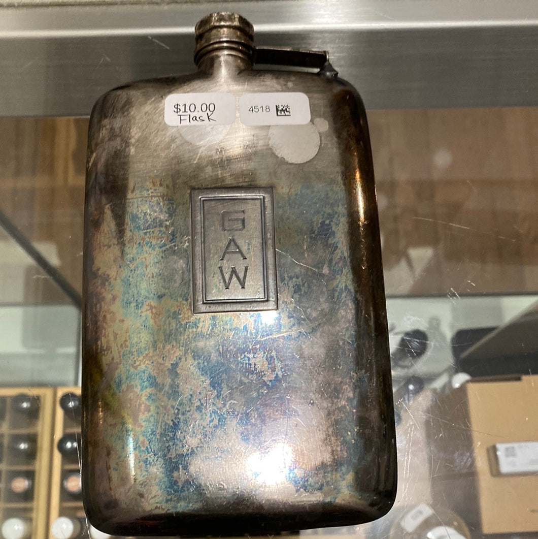 Silver flask with patina