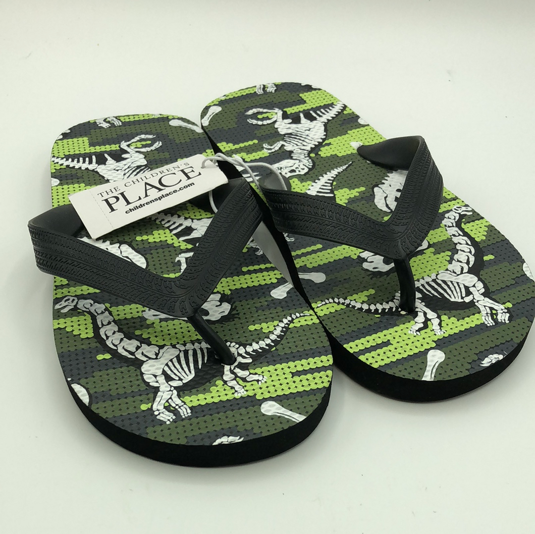 The Children's Place Dinosaur Flip Flops Size 1-2 Youth