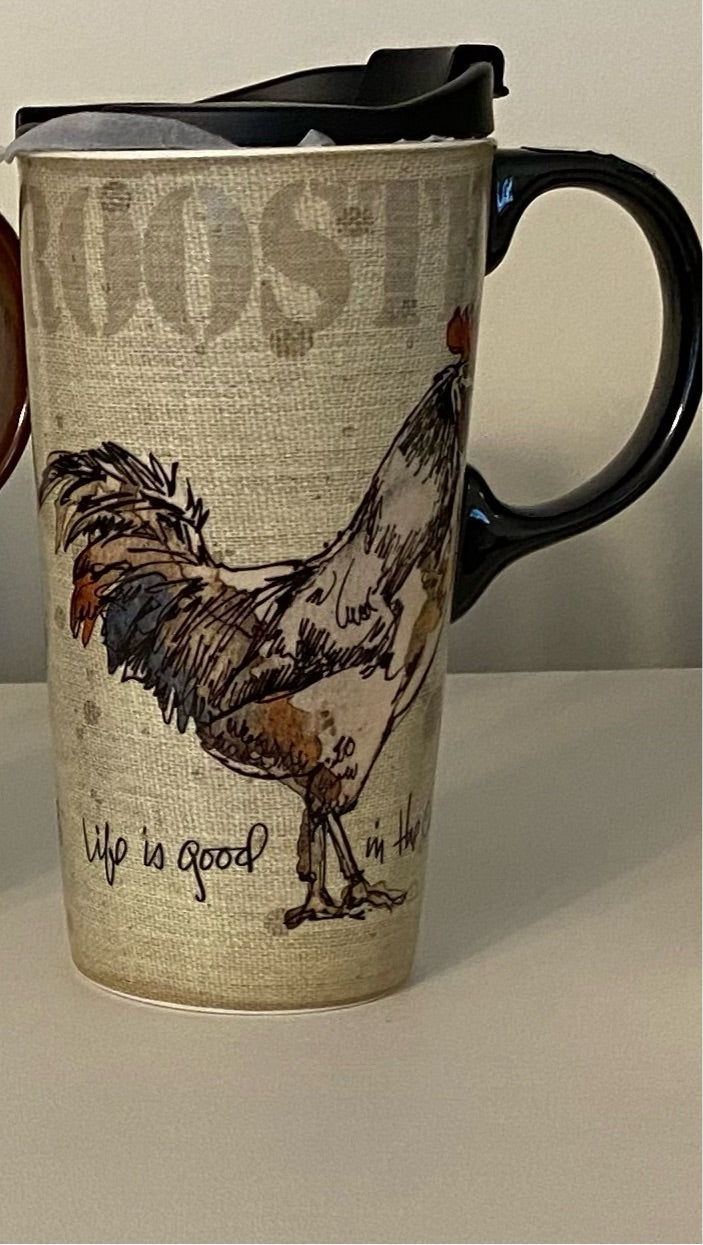 Ceramic Perfect Cup, 17 oz., Life is good in the coop