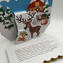 Load image into Gallery viewer, Pop Up Cardboard Christmas Book How Tom Became Santa&#39;s Reindeer
