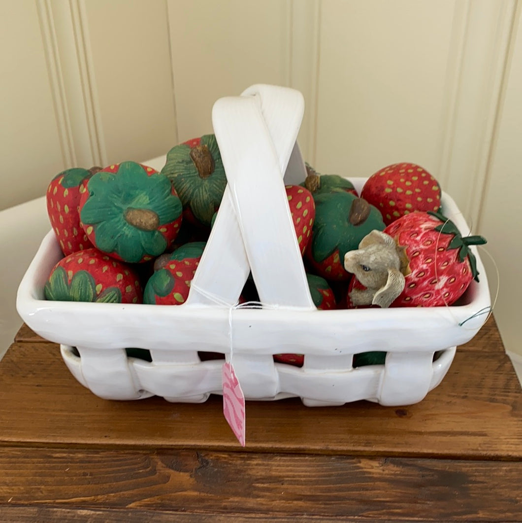 Ceramic Lace Basket with Ceramic Strawberries
