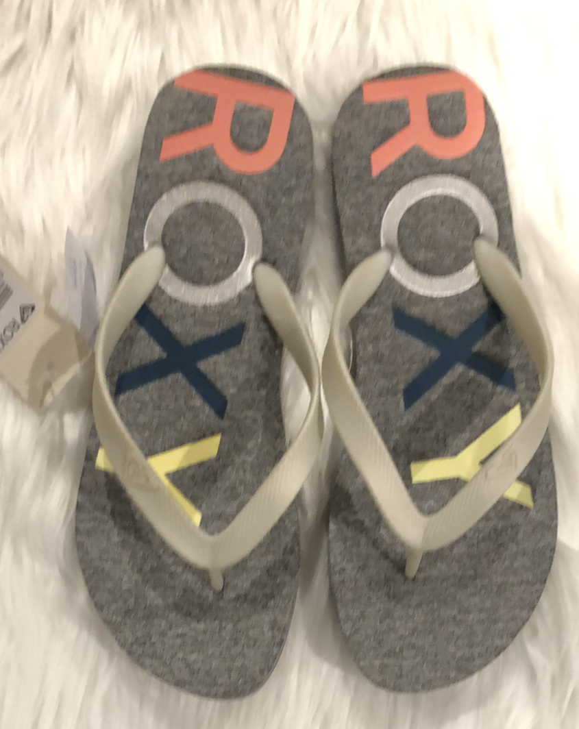 Grey Roxy Flip Flops Size 10