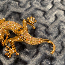 Load image into Gallery viewer, Swarovski Crystal Lizard Salamander Gecko Newt Gold Tone Pin Brooch
