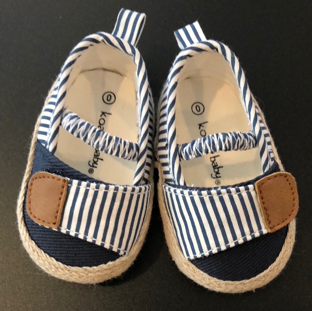 #103 Koala Baby Navy Striped Baby Shoes Size 0