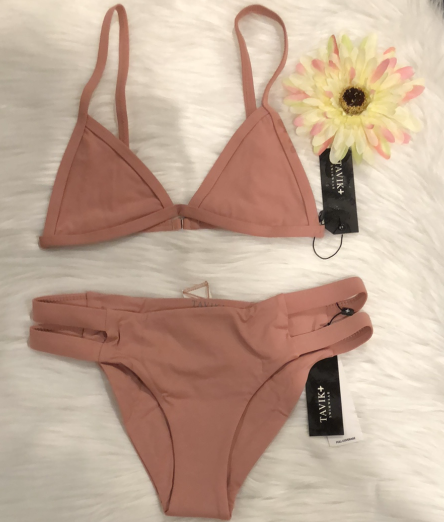 Tavik+ Jett Triangle Top With Matching Chloe Full Bottoms Rose Dawn Size X-Small