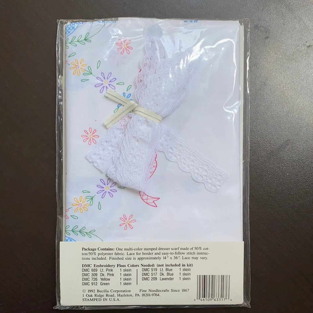 BUCILLA Special Edition - Stamped Cross Stitch DRESSER SCARF DOVES Yesterday and Today BUCILLA Special Edition - Stamped Cross Stitch DRESSER SCARF DOVES Yesterday and Today