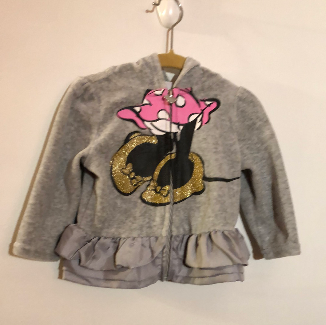 #103 Disney Minnie Mouse Fleece Full Zippered Hooded Jacket Size 6-9 Months