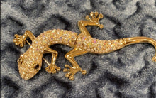Load image into Gallery viewer, Swarovski Crystal Lizard Salamander Gecko Newt Gold Tone Pin Brooch
