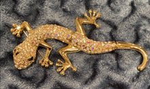 Load image into Gallery viewer, Swarovski Crystal Lizard Salamander Gecko Newt Gold Tone Pin Brooch
