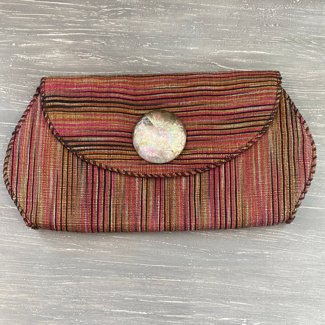 Vintage clutch striped with snap closure
