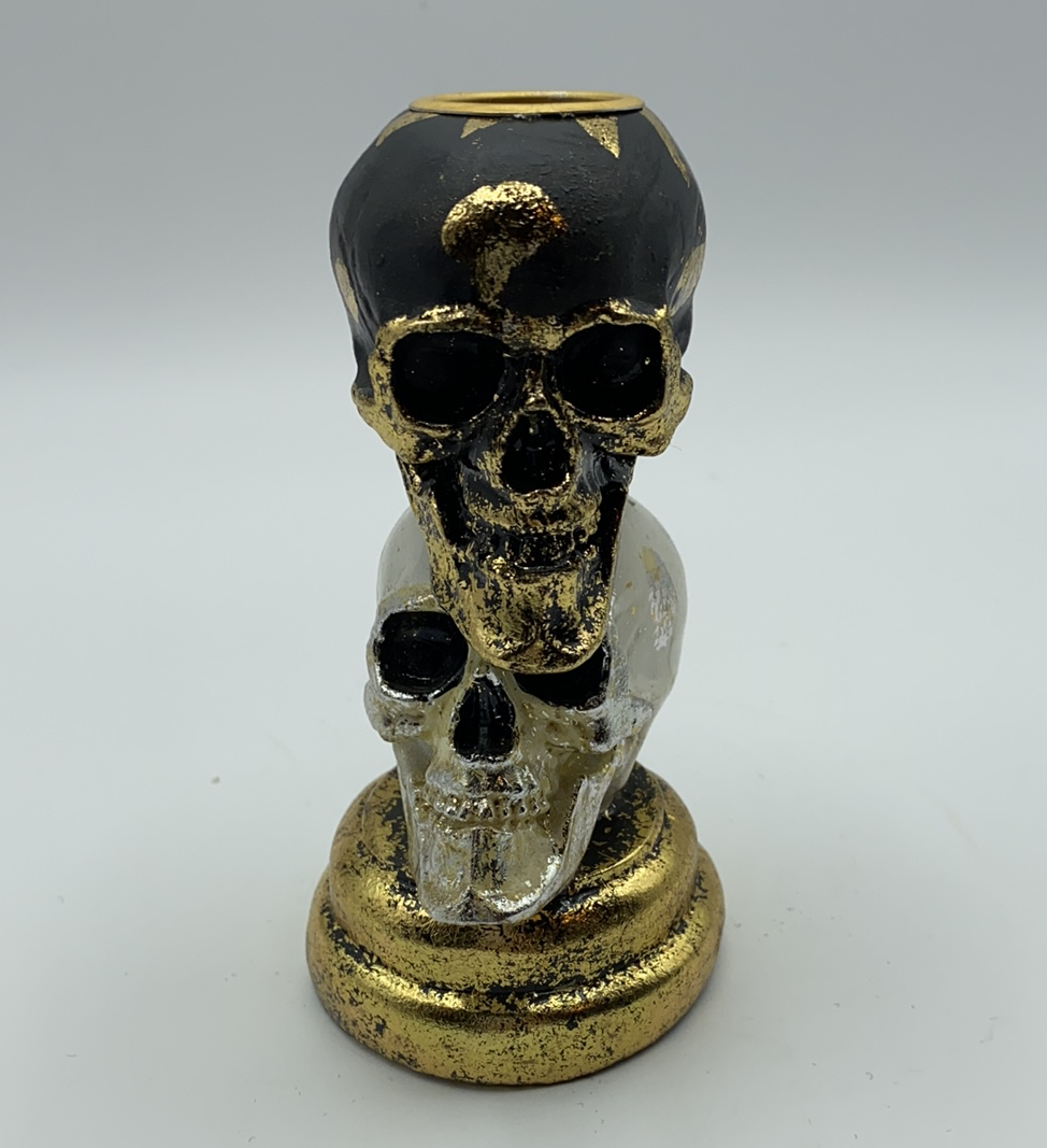 Double Skull Candlestick holder